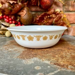 This bowl is in Perfect condition. White & gold with traditional print.